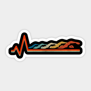 Retro Vintage Swimmer's Lifeline Heartbeat Illustration Sticker